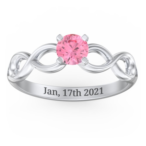 1/2 ct. Round Gemstone Infinity Engagement Ring – Sterling Silver with Pink Tourmaline