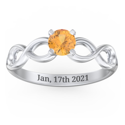 1/2 ct. Round Gemstone Infinity Engagement Ring – Sterling Silver with Citrine