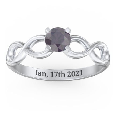 1/2 ct. Round Gemstone Infinity Engagement Ring – Sterling Silver with Alexandrite