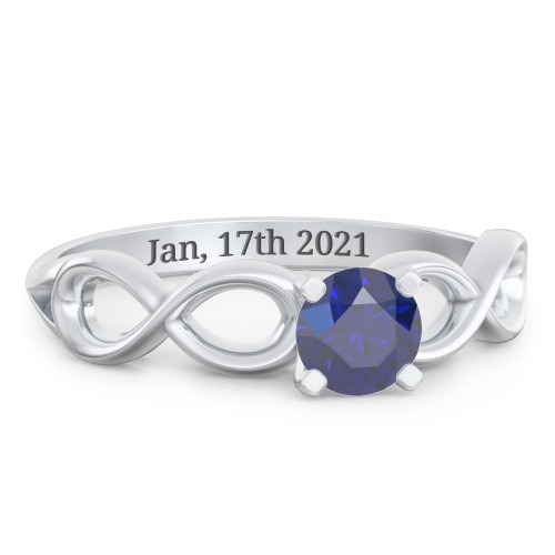 1/2 ct. Round Gemstone Infinity Engagement Ring – Sterling Silver with Blue Sapphire