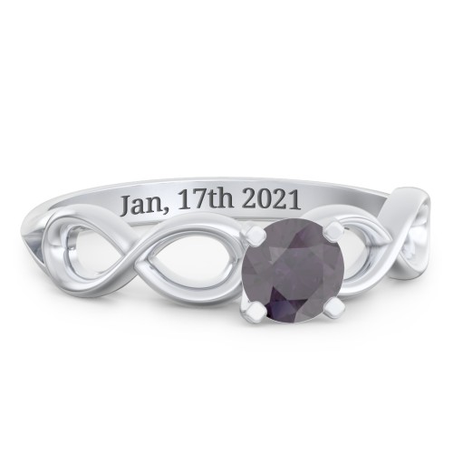 1/2 ct. Round Gemstone Infinity Engagement Ring – Sterling Silver with Alexandrite
