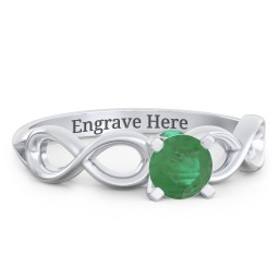 1/2 ct. Round Gemstone Infinity Peek-A-Boo Engagement Ring in 925 Sterling Silver with Emerald