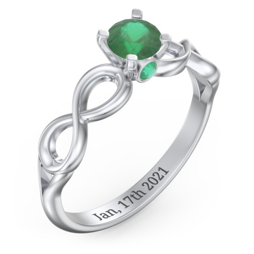 1/2 ct. Round Gemstone Infinity Peek-A-Boo Engagement Ring – Sterling Silver with Emerald