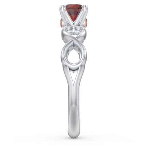 1/2 ct. Round Gemstone Infinity Peek-A-Boo Engagement Ring – Sterling Silver with Garnet