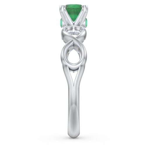 1/2 ct. Round Gemstone Infinity Peek-A-Boo Engagement Ring – Sterling Silver with Emerald