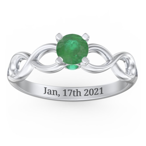 1/2 ct. Round Gemstone Infinity Peek-A-Boo Engagement Ring – Sterling Silver with Emerald