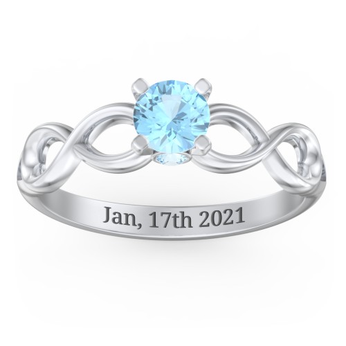 1/2 ct. Round Gemstone Infinity Peek-A-Boo Engagement Ring – Sterling Silver with Blue Topaz