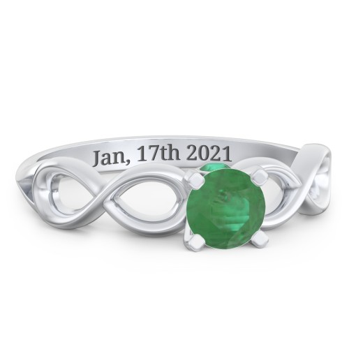 1/2 ct. Round Gemstone Infinity Peek-A-Boo Engagement Ring – Sterling Silver with Emerald