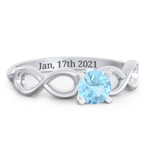 1/2 ct. Round Gemstone Infinity Peek-A-Boo Engagement Ring – Sterling Silver with Blue Topaz
