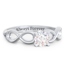 1/2 ct. Round Gemstone Infinity Peek-A-Boo Engagement Ring in 925 Sterling Silver with Diamond