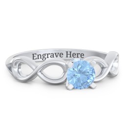 1/2 ct. Round Gemstone Infinity Peek-A-Boo Engagement Ring in 925 Sterling Silver with Blue Topaz
