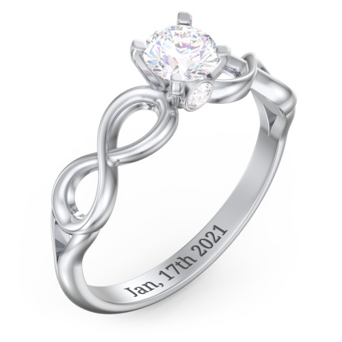 1/2 ct. Round Gemstone Infinity Peek-A-Boo Engagement Ring – Sterling Silver with Diamond