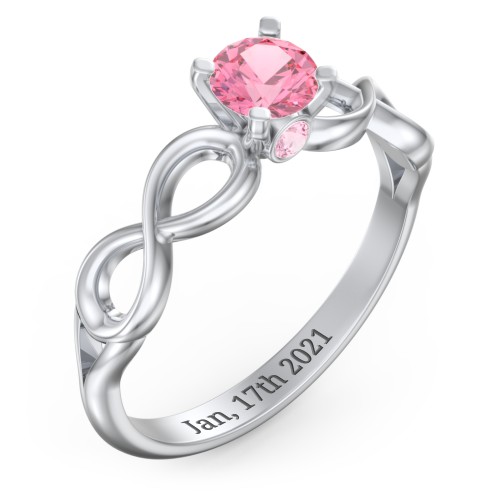 1/2 ct. Round Gemstone Infinity Peek-A-Boo Engagement Ring – Sterling Silver with Pink Tourmaline