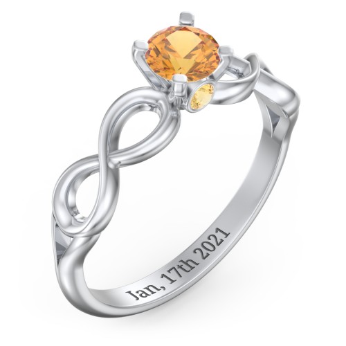 1/2 ct. Round Gemstone Infinity Peek-A-Boo Engagement Ring – Sterling Silver with Citrine