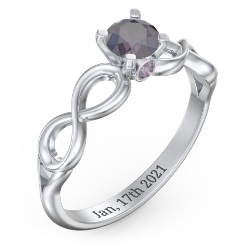 1/2 ct. Round Gemstone Infinity Peek-A-Boo Engagement Ring – Sterling Silver with Alexandrite