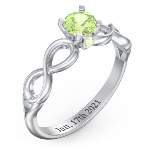 1/2 ct. Round Gemstone Infinity Peek-A-Boo Engagement Ring – Sterling Silver with Peridot