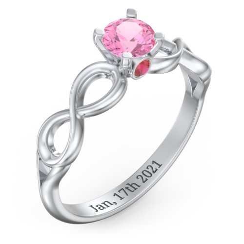 1/2 ct. Round Gemstone Infinity Peek-A-Boo Engagement Ring – Sterling Silver with Pink Tourmaline and Garnet