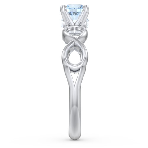 1/2 ct. Round Gemstone Infinity Peek-A-Boo Engagement Ring – Sterling Silver with Aquamarine