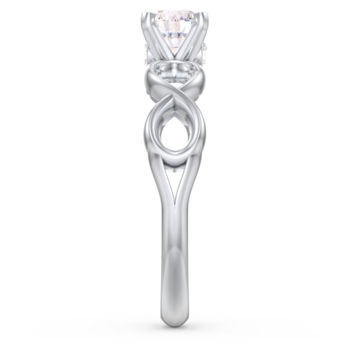 1/2 ct. Round Gemstone Infinity Peek-A-Boo Engagement Ring – Sterling Silver with Diamond
