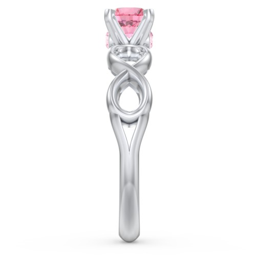 1/2 ct. Round Gemstone Infinity Peek-A-Boo Engagement Ring – Sterling Silver with Pink Tourmaline