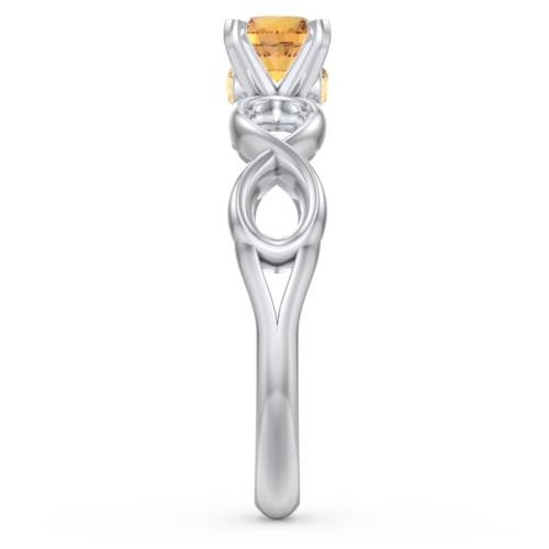 1/2 ct. Round Gemstone Infinity Peek-A-Boo Engagement Ring – Sterling Silver with Citrine