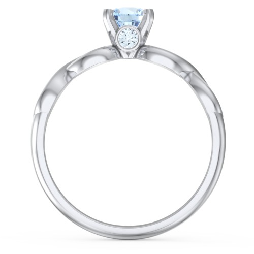 1/2 ct. Round Gemstone Infinity Peek-A-Boo Engagement Ring – Sterling Silver with Aquamarine