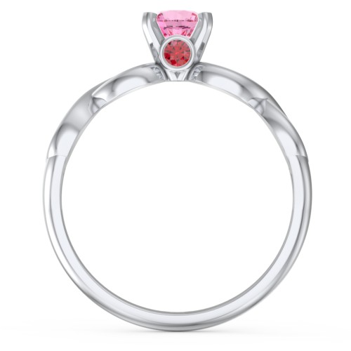 1/2 ct. Round Gemstone Infinity Peek-A-Boo Engagement Ring – Sterling Silver with Pink Tourmaline and Garnet