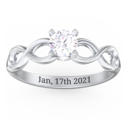 1/2 ct. Round Gemstone Infinity Peek-A-Boo Engagement Ring – Sterling Silver with Diamond