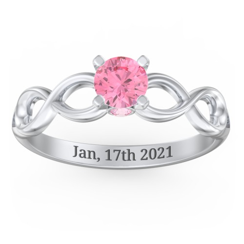 1/2 ct. Round Gemstone Infinity Peek-A-Boo Engagement Ring – Sterling Silver with Pink Tourmaline