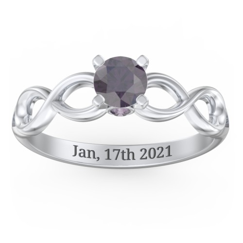 1/2 ct. Round Gemstone Infinity Peek-A-Boo Engagement Ring – Sterling Silver with Alexandrite