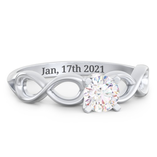 1/2 ct. Round Gemstone Infinity Peek-A-Boo Engagement Ring – Sterling Silver with Diamond