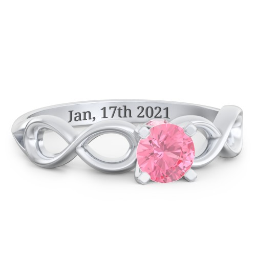 1/2 ct. Round Gemstone Infinity Peek-A-Boo Engagement Ring – Sterling Silver with Pink Tourmaline