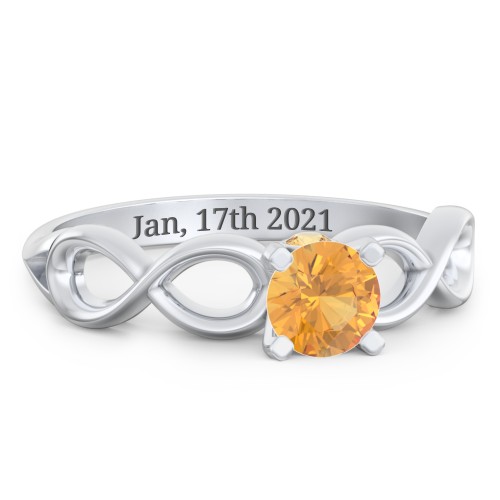 1/2 ct. Round Gemstone Infinity Peek-A-Boo Engagement Ring – Sterling Silver with Citrine