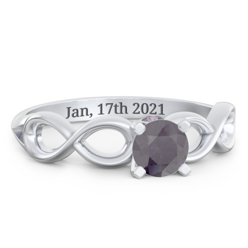 1/2 ct. Round Gemstone Infinity Peek-A-Boo Engagement Ring – Sterling Silver with Alexandrite