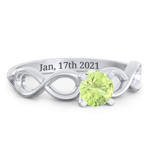 1/2 ct. Round Gemstone Infinity Peek-A-Boo Engagement Ring – Sterling Silver with Peridot