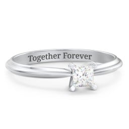 1/4 ct. Princess Gemstone Engagement Ring with Ridged Band