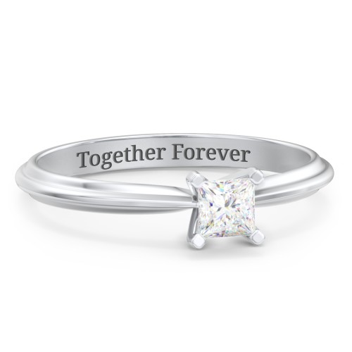 1/4 ct. Princess Gemstone Engagement Ring with Ridged Band