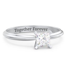 1/2 ct. Princess Gemstone Engagement Ring with Ridged Band