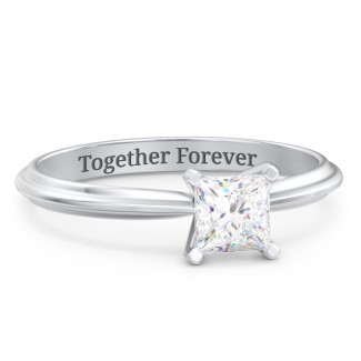 1/2 ct. Princess Gemstone Engagement Ring with Ridged Band
