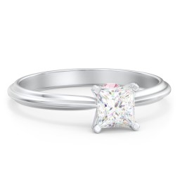 1/2 ct. Princess Gemstone Peek-A-Boo Engagement Ring with Ridged Band