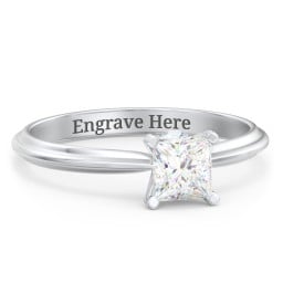 1/2 ct. Princess Gemstone Peek-A-Boo Engagement Ring with Ridged Band