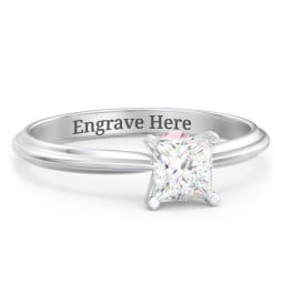 1/2 ct. Princess Gemstone Peek-A-Boo Engagement Ring with Ridged Band