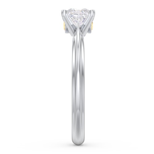 1/2 ct. Princess Gemstone Peek-A-Boo Engagement Ring with Ridged Band – Sterling Silver with White Premium Zirconia and Citrine