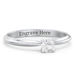1/4 ct. Round Gemstone Engagement Ring with Ridged Band