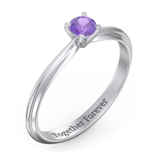 1/4 ct. Round Gemstone Engagement Ring with Ridged Band