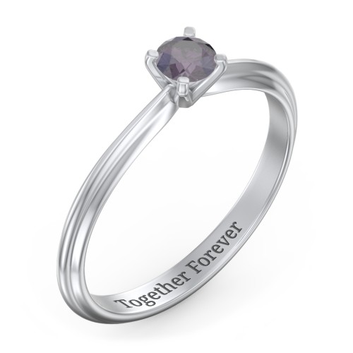 1/4 ct. Round Gemstone Engagement Ring with Ridged Band