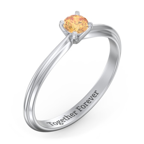 1/4 ct. Round Gemstone Engagement Ring with Ridged Band