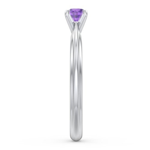 1/4 ct. Round Gemstone Engagement Ring with Ridged Band