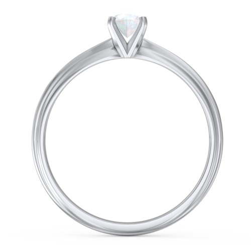 1/4 ct. Round Gemstone Engagement Ring with Ridged Band
