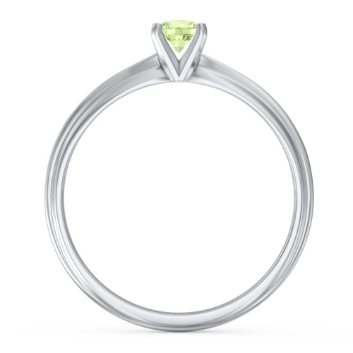 1/4 ct. Round Gemstone Engagement Ring with Ridged Band